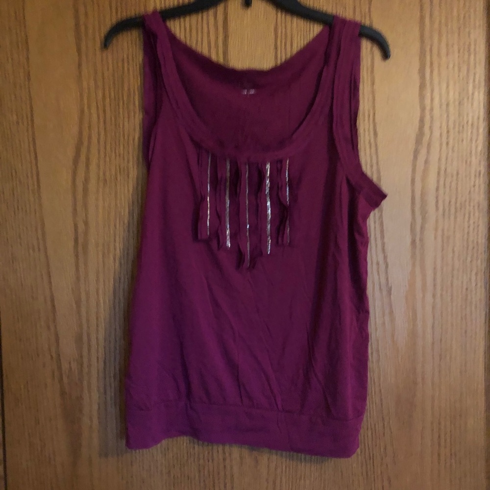 Loft L Plum embellished top